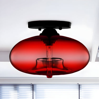 Industrial Oval Glass Shade Ceiling Light | Avelora 2
