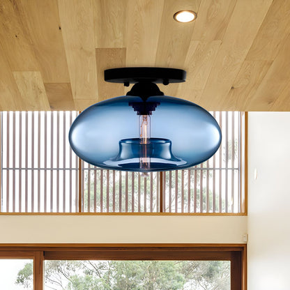 Industrial Oval Glass Shade Ceiling Light | Avelora 3