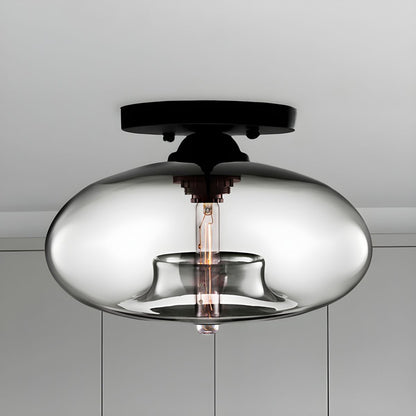Industrial Oval Glass Shade Ceiling Light | Avelora 5