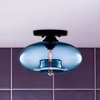 Industrial Oval Glass Shade Ceiling Light | Avelora 6