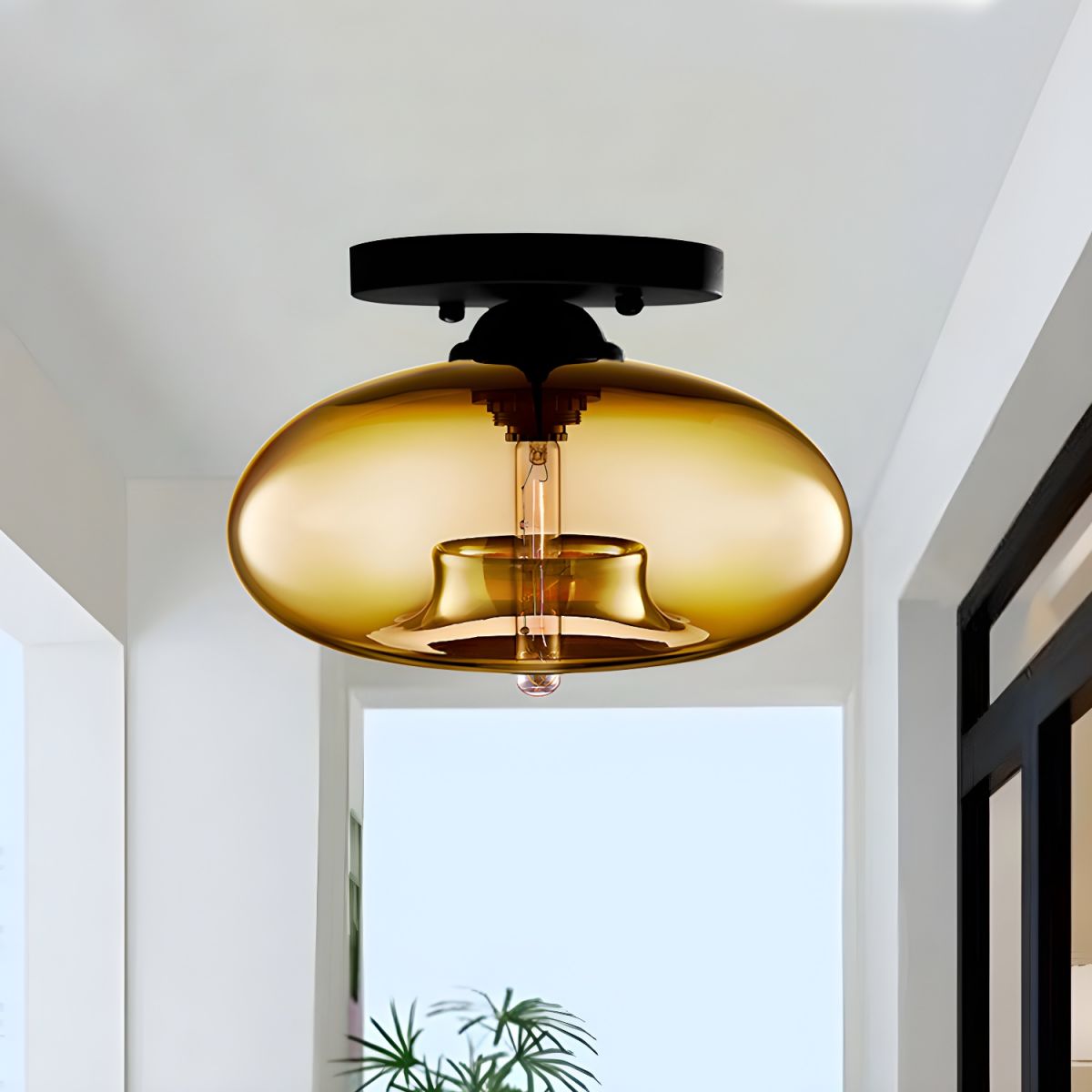 Industrial Oval Glass Shade Ceiling Light | Avelora 8