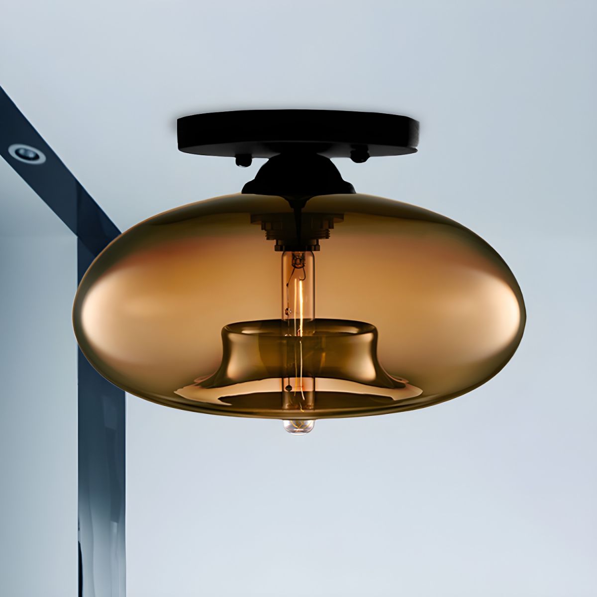 Industrial Oval Glass Shade Ceiling Light | Avelora 9