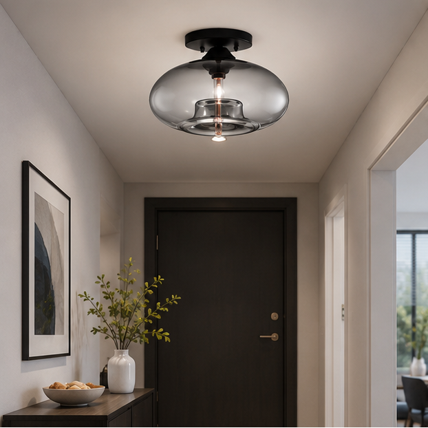 Industrial Oval Glass Shade Ceiling Light  clear