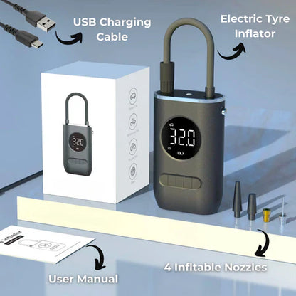 Luxora Electric Tyre Inflator with LED Torch and Nozzles