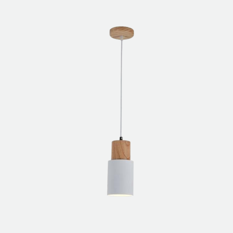 Ingrid Wood & Metal Cylinder Pendant Light 0