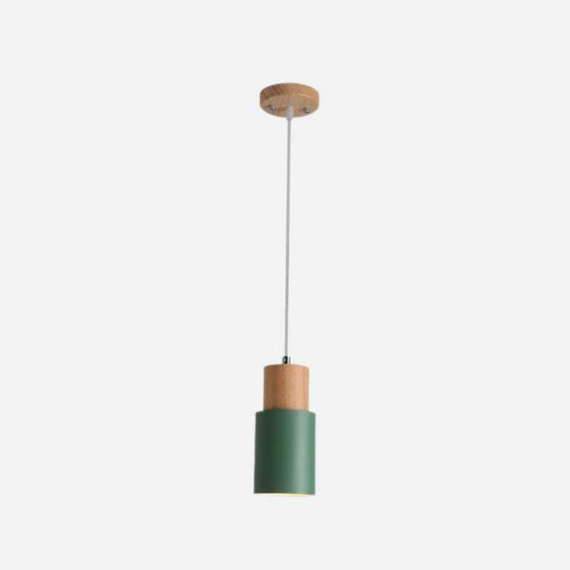 Ingrid Wood & Metal Cylinder Pendant Light 10