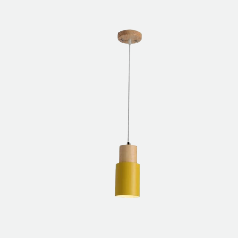 Ingrid Wood & Metal Cylinder Pendant Light 11