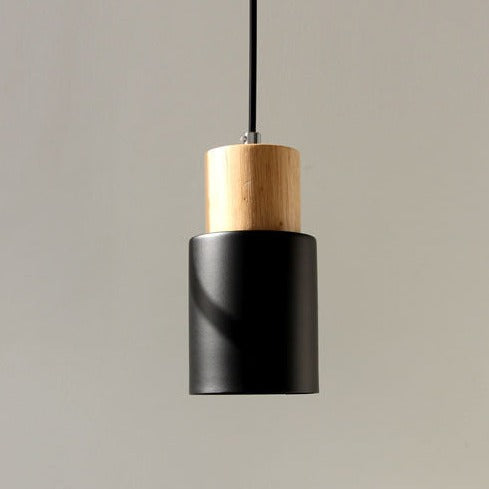 Ingrid Wood & Metal Cylinder Pendant Light 2