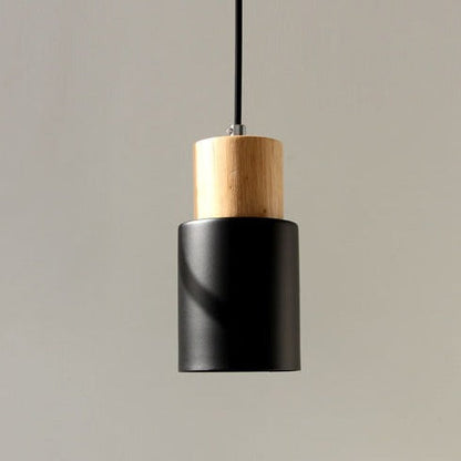 Ingrid Wood & Metal Cylinder Pendant Light 2