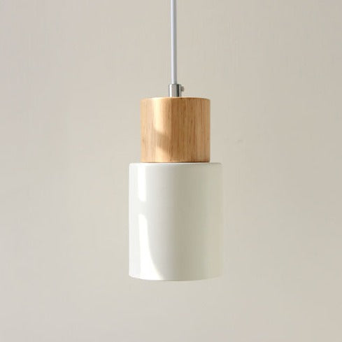 Ingrid Wood & Metal Cylinder Pendant Light 3