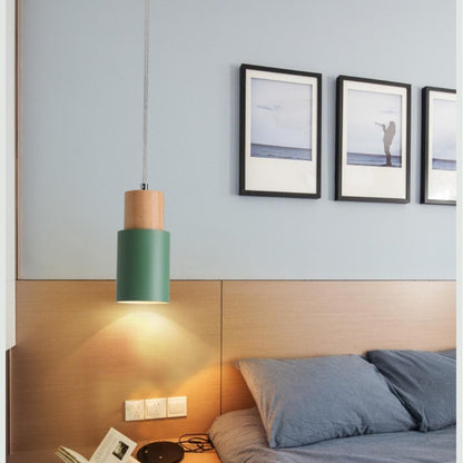 Ingrid Wood & Metal Cylinder Pendant Light 5