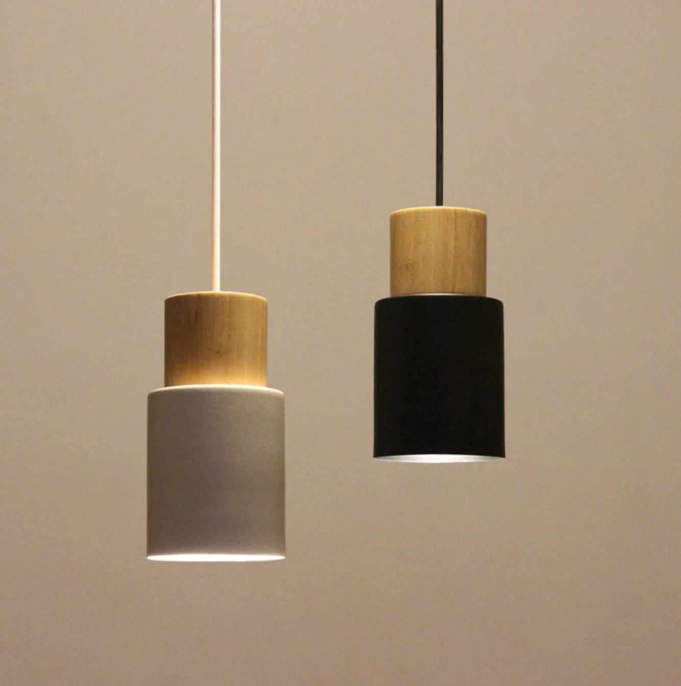 Ingrid Wood & Metal Cylinder Pendant Light 7