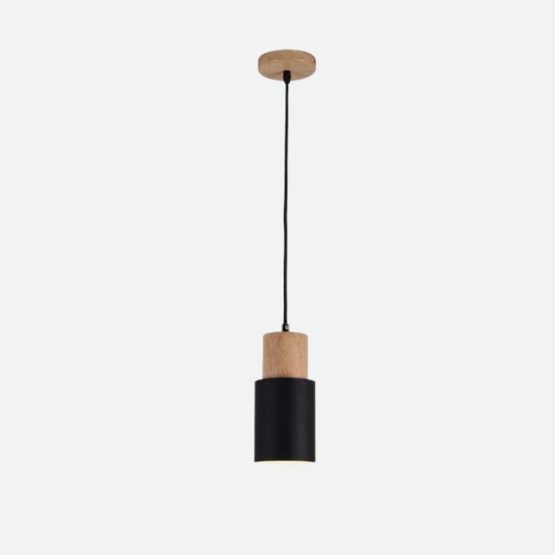 Ingrid Wood & Metal Cylinder Pendant Light 9