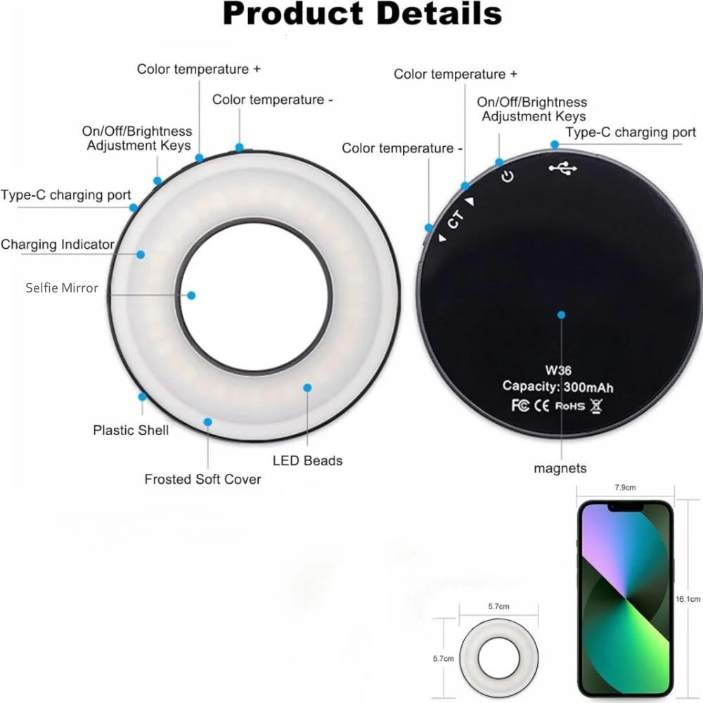 LuxRoyale Magnetic Fill Light For Selfies And Videos Portable