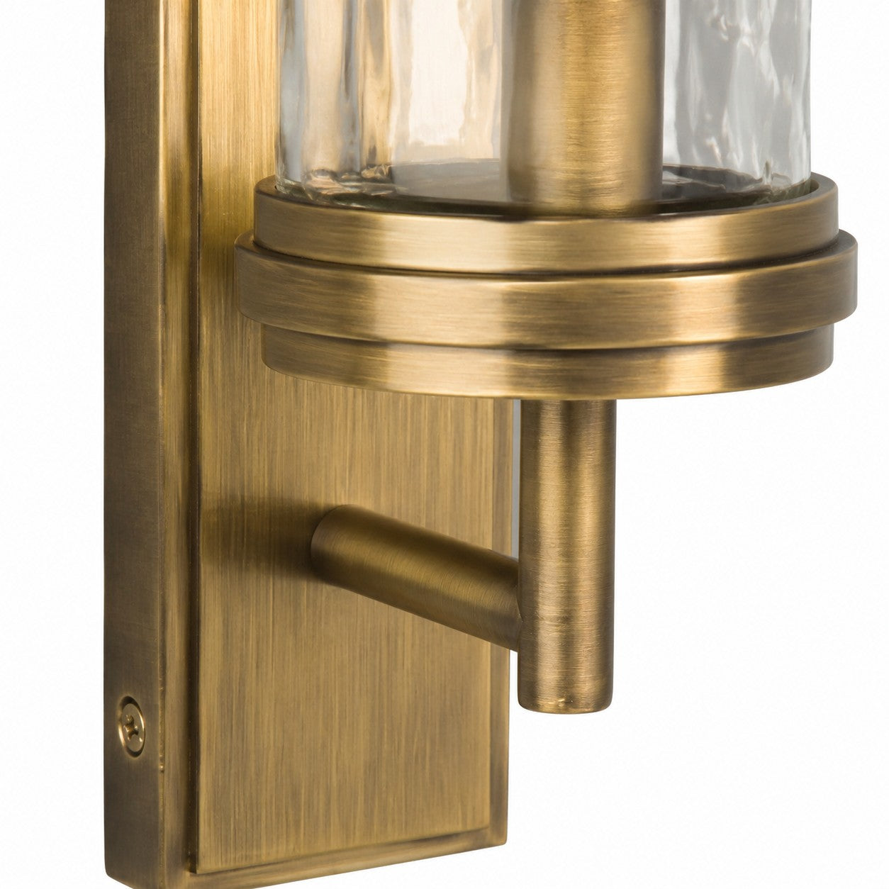 RoyaleGlow Farmhouse Brass Wall Sconce with Clear Cylinder Glass Shade