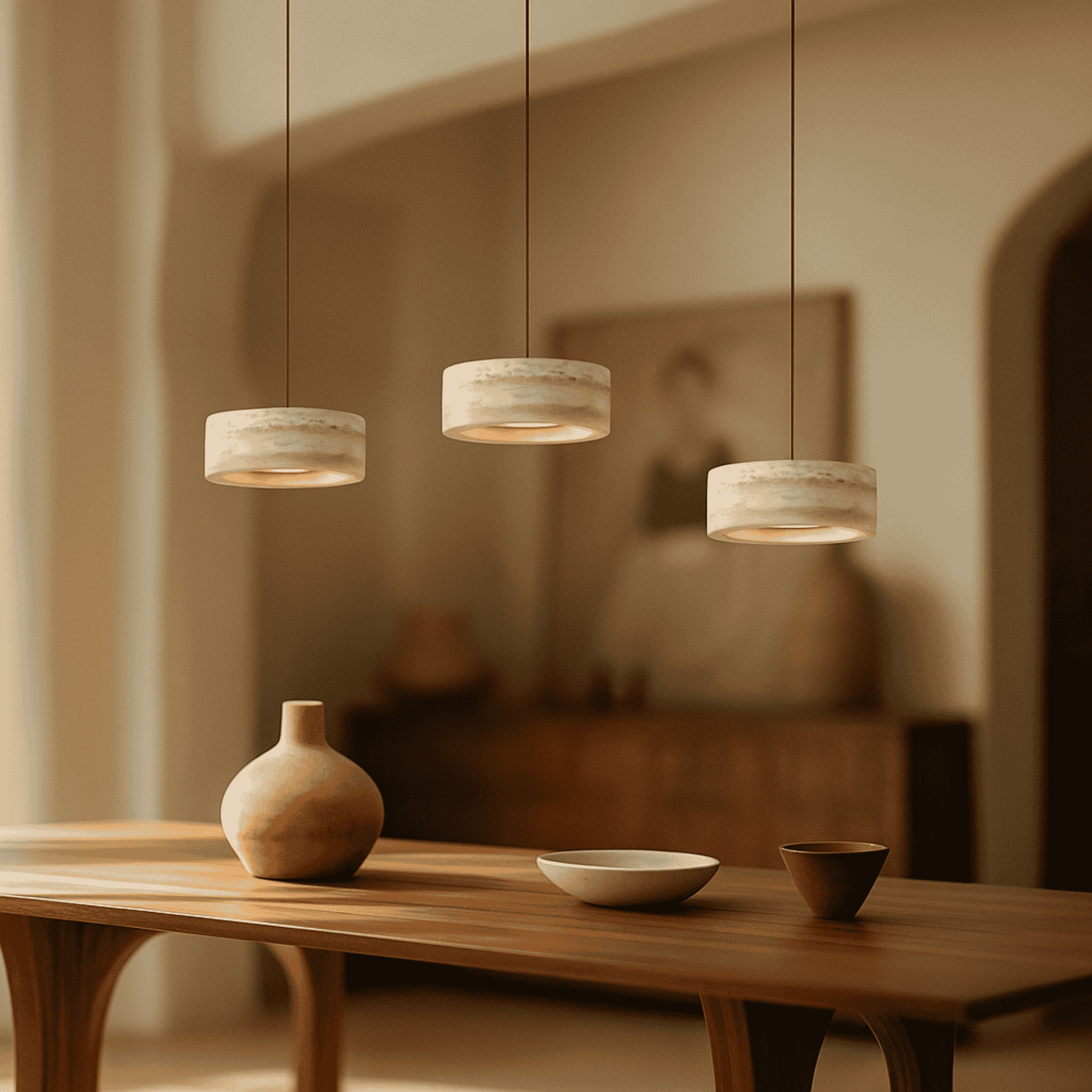 Ithaca Travertine LED Pendant Light 0