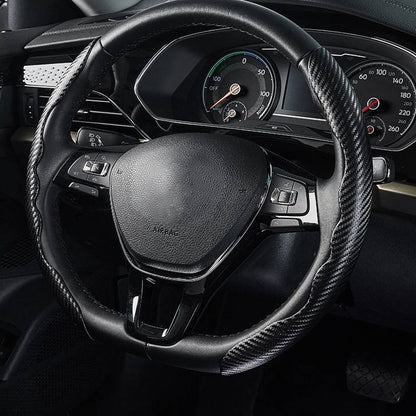 Luxora Universal Steering Wheel Cover with Carbon Fiber Design