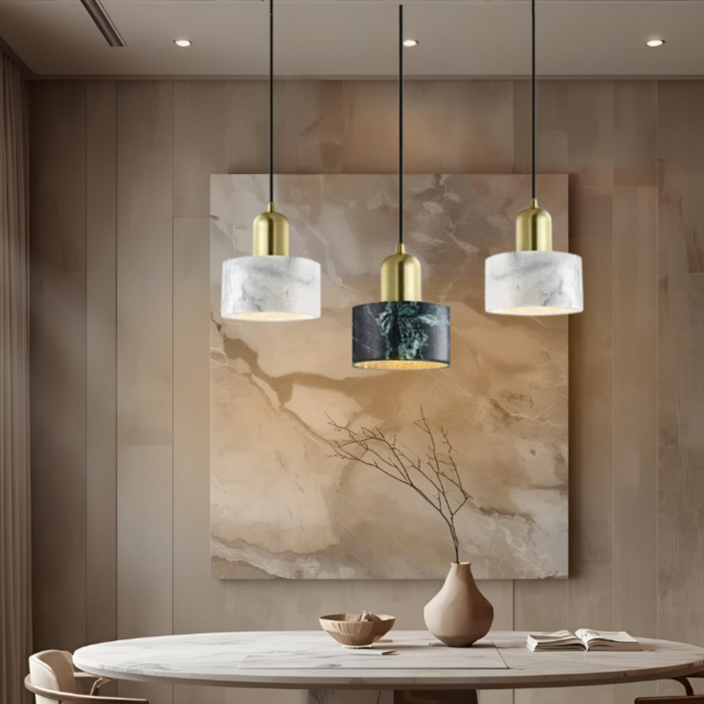 LuxRoyale Marble Pendant Light-Modern Hanging Lamp for Dining Room Kitchen Island