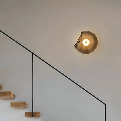 Japandi LED wall light in Nordic curved glass, 1 light 2