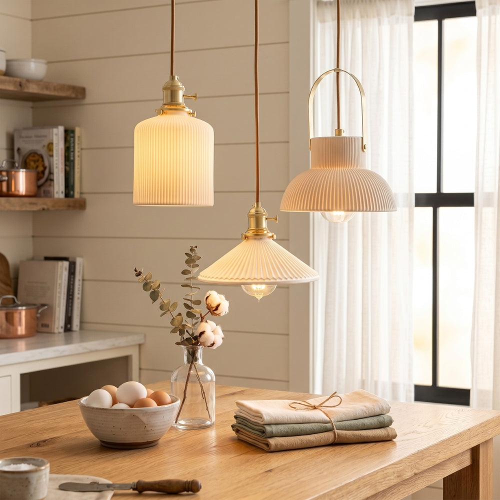 Japandi Style White Ceramic Pendant Lights 2
