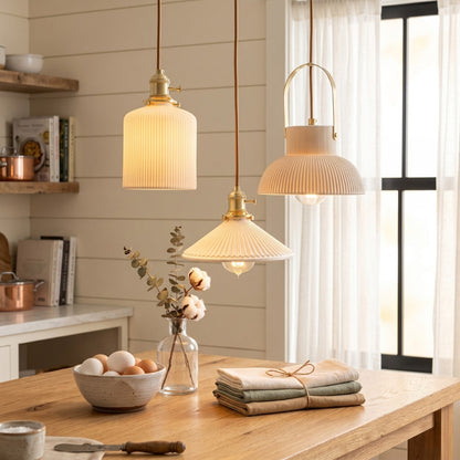 Japandi Style White Ceramic Pendant Lights 2