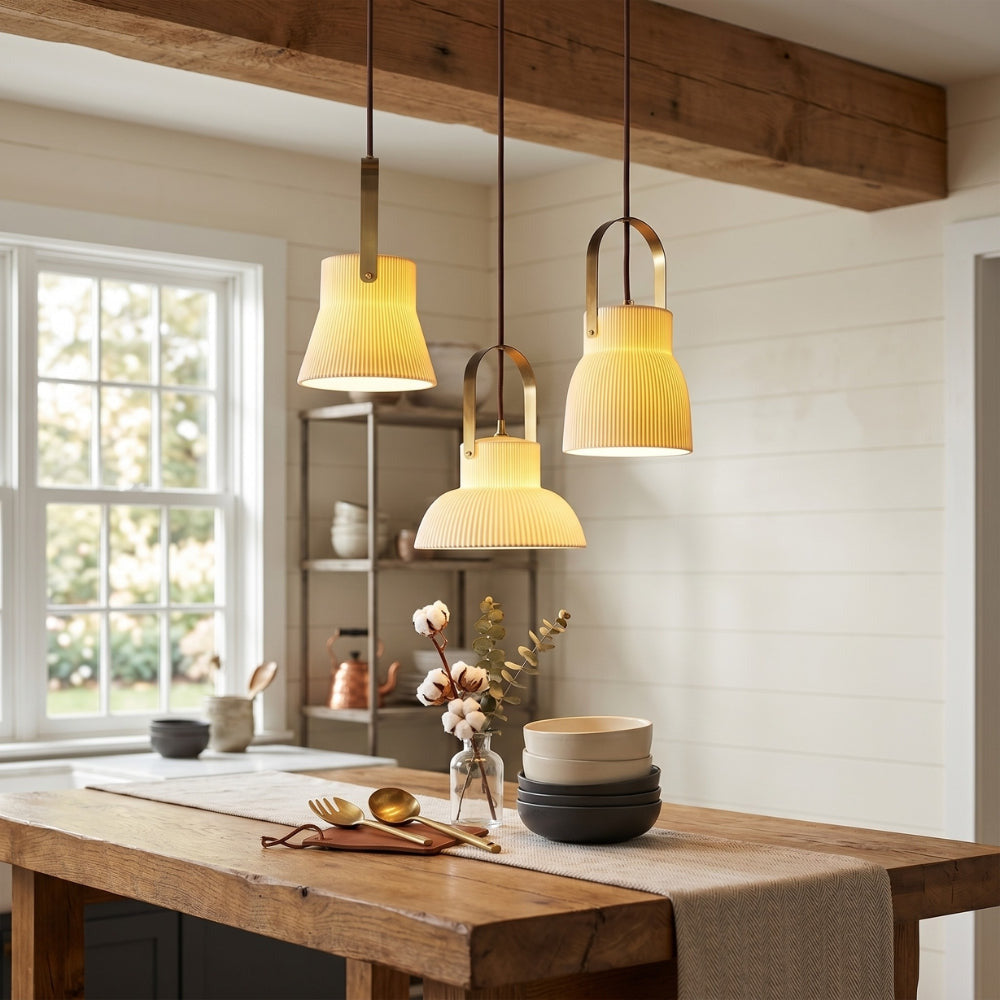 Japandi Style White Ceramic Pendant Lights 5