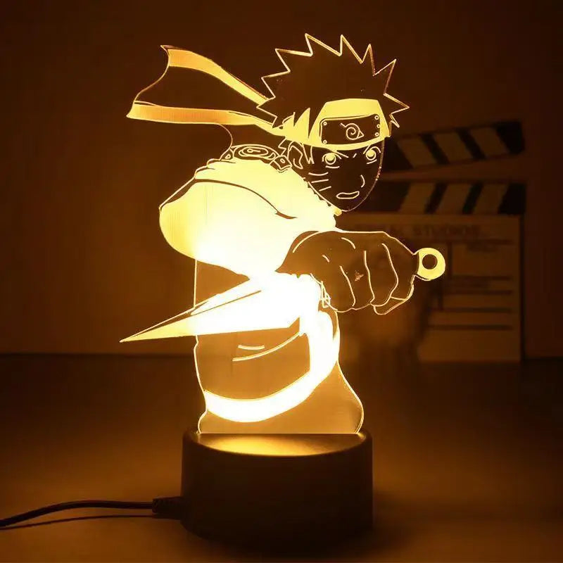 Naruto 3D LED Night Lamp - Anime Character Light with Kakashi, Sasuke, Sakura, and Naruto for Kids' Room Decor and Gifts - A