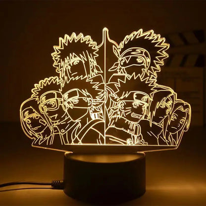 Naruto 3D LED Night Lamp - Anime Character Light with Kakashi, Sasuke, Sakura, and Naruto for Kids' Room Decor and Gifts - A