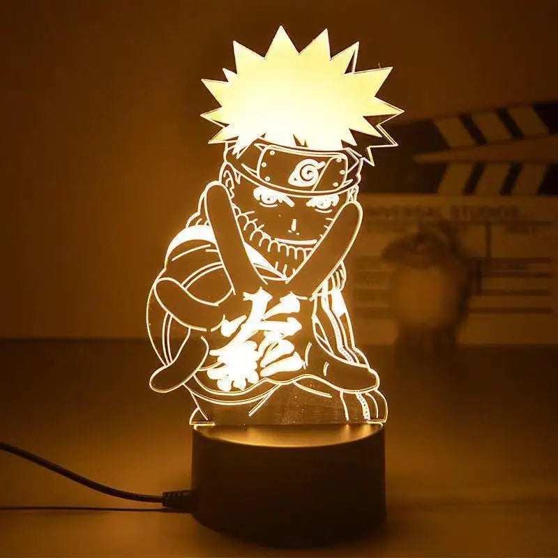 Naruto 3D LED Night Lamp - Anime Character Light with Kakashi, Sasuke, Sakura, and Naruto for Kids' Room Decor and Gifts - A