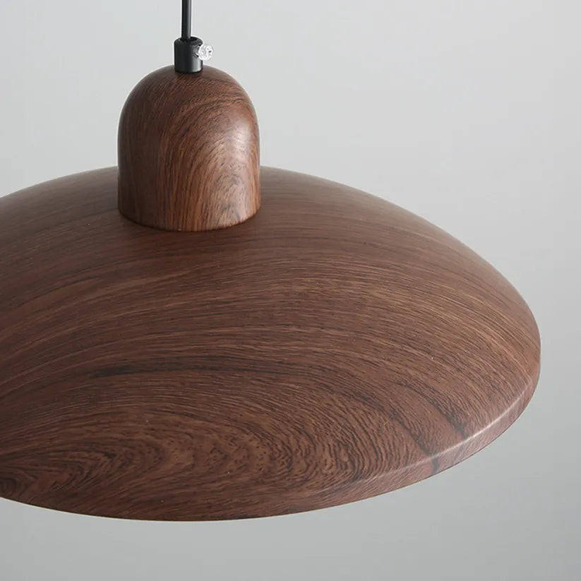 LuxRoyale Japanese Walnut Pendant Light, Wabi-Sabi Handcrafted Minimalist Fixture