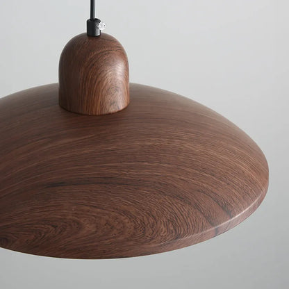LuxRoyale Japanese Walnut Pendant Light, Wabi-Sabi Handcrafted Minimalist Fixture