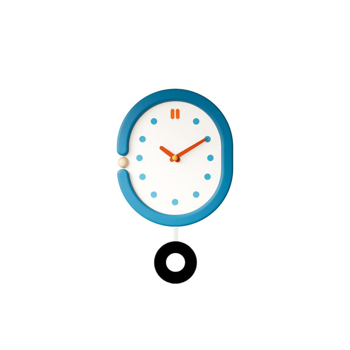 RoyaleGlow Minimalist Blue Oval Pendulum Wall Clock - Modern Aesthetic Home Decor-Royale Basic
