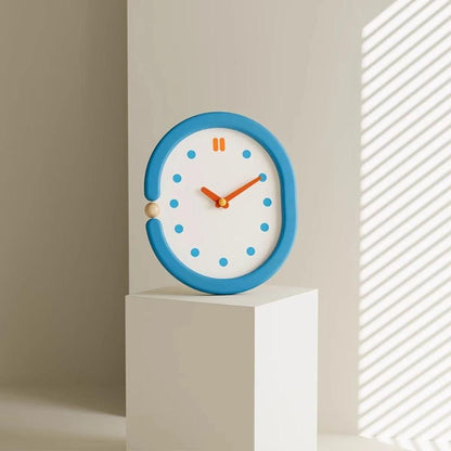 RoyaleGlow Minimalist Blue Oval Pendulum Wall Clock - Modern Aesthetic Home Decor-Royale Basic