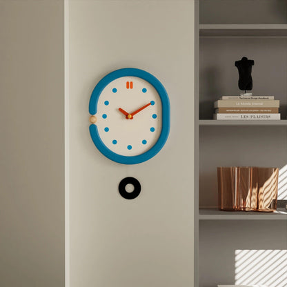 RoyaleGlow Minimalist Blue Oval Pendulum Wall Clock - Modern Aesthetic Home Decor-Royale Basic