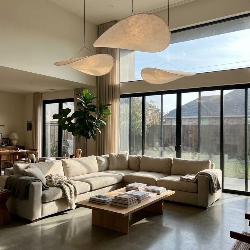 Japanese Silk Chip Chandelier