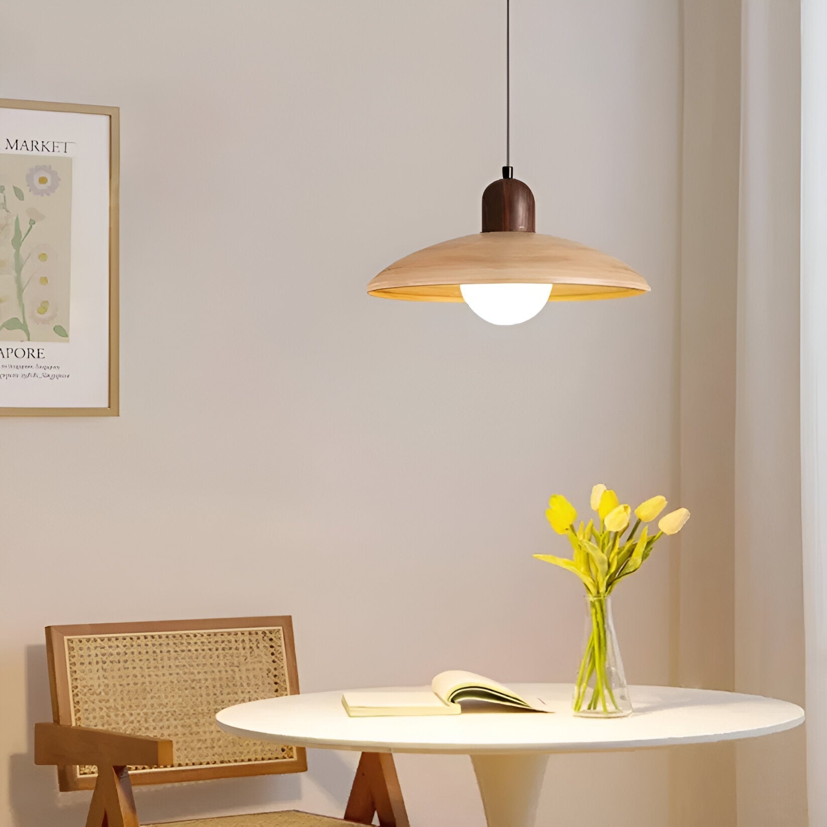 Japanese Style Wabi-Sabi Walnut Pendant Light 5