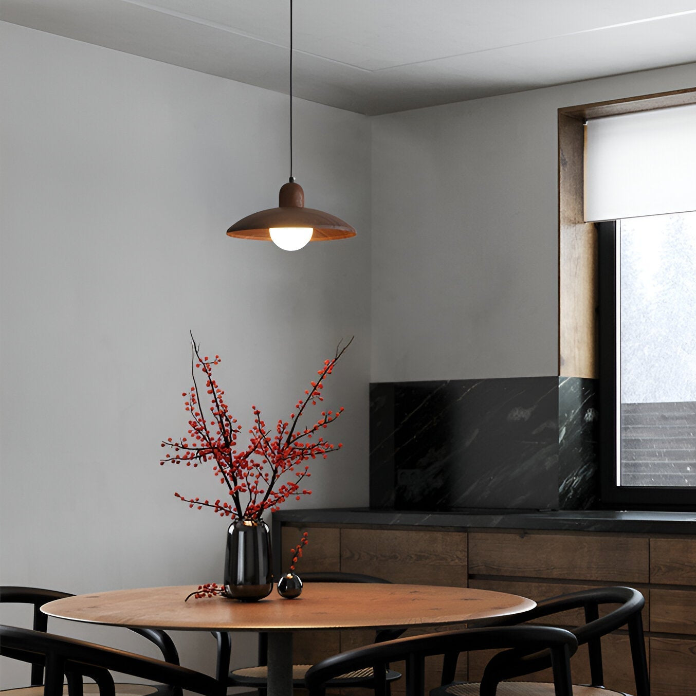 Japanese Style Wabi-Sabi Walnut Pendant Light 6