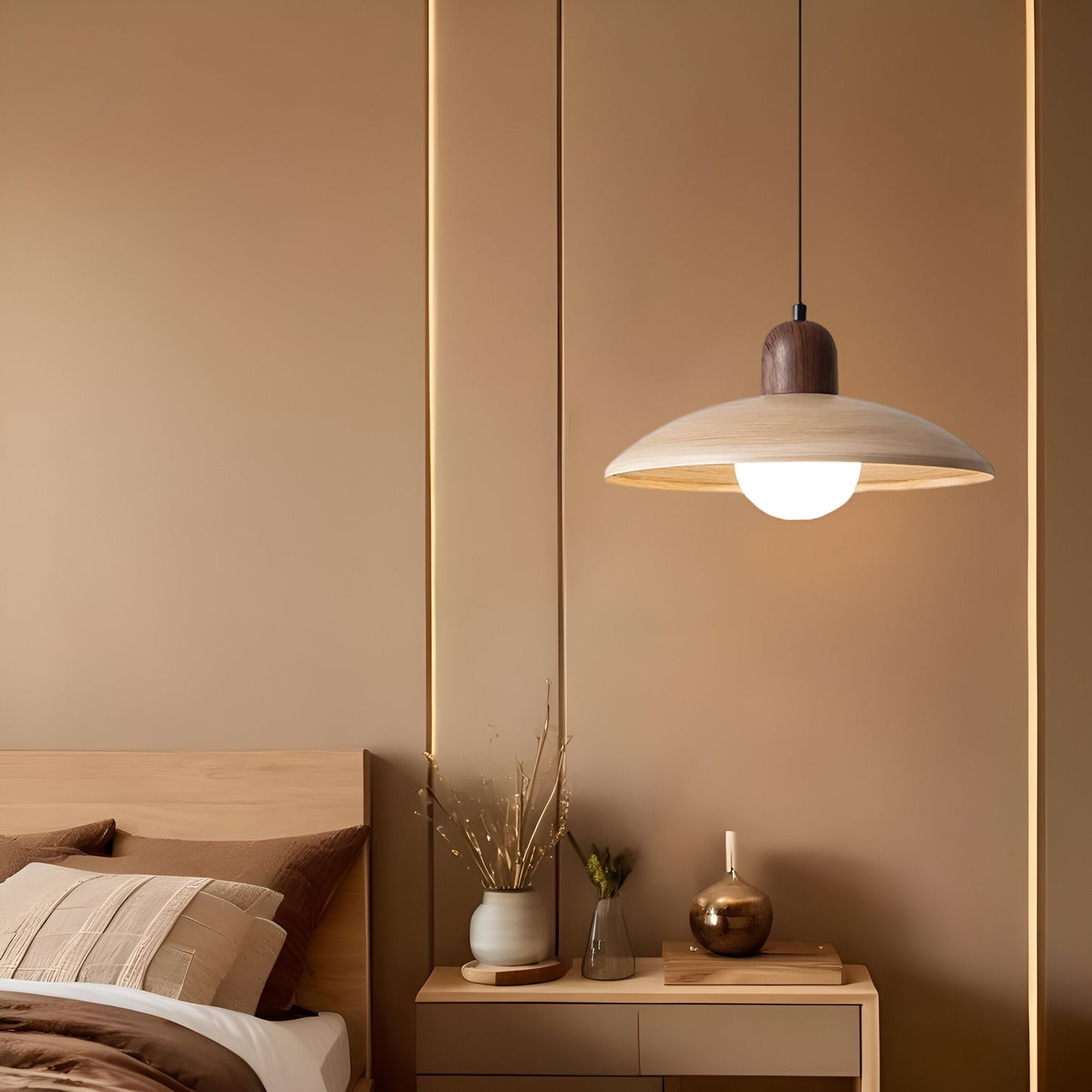 Japanese Style Wabi-Sabi Walnut Pendant Light 7