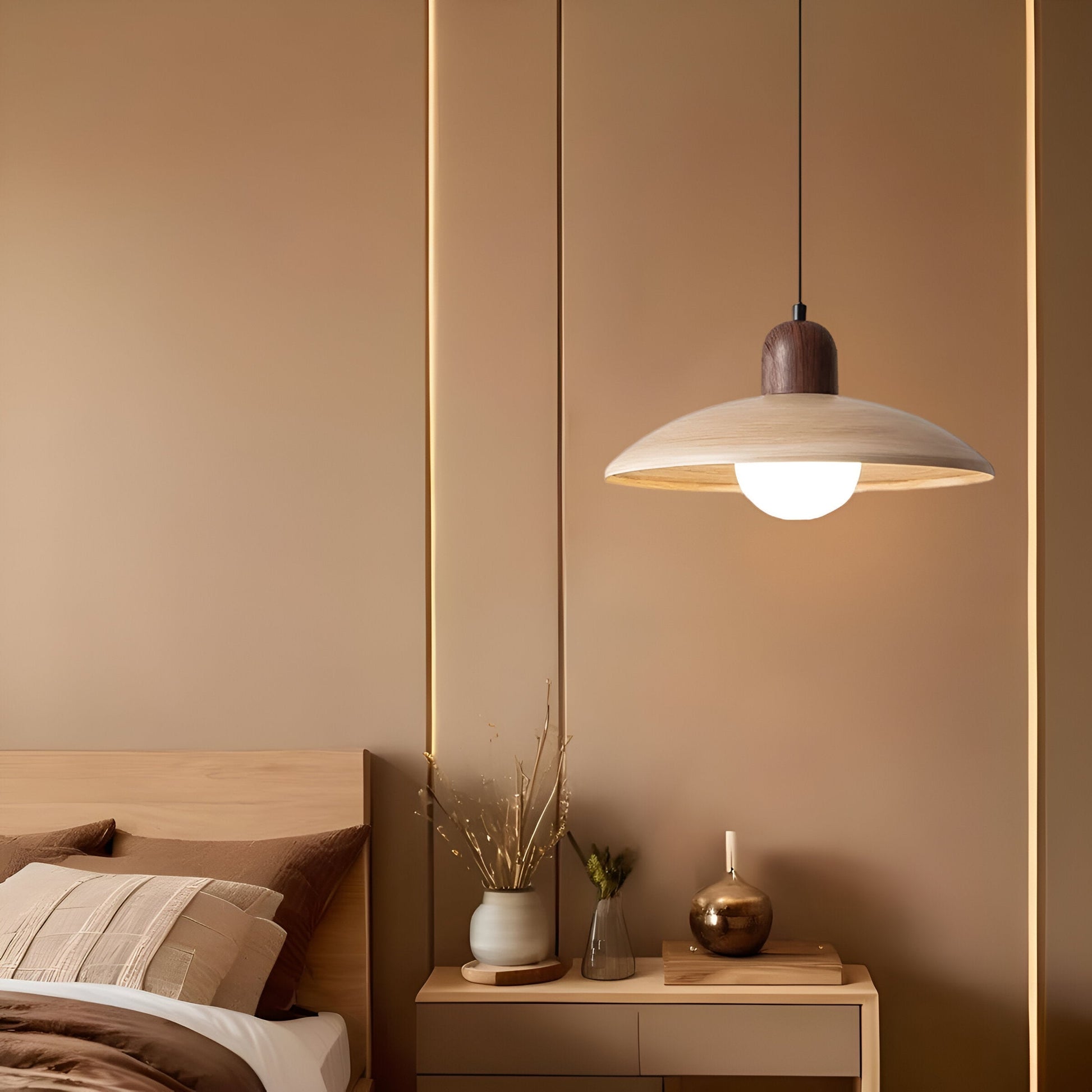 Japanese Style Wabi-Sabi Walnut Pendant Light 7