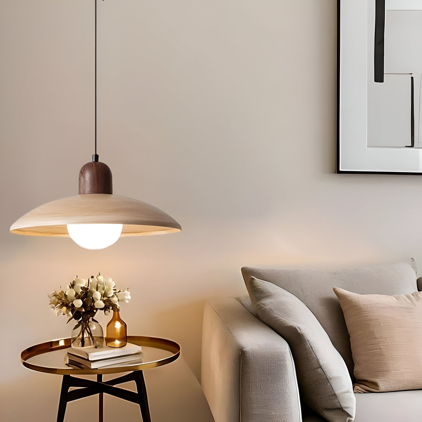 Japanese Style Wabi-Sabi Walnut Pendant Light 8