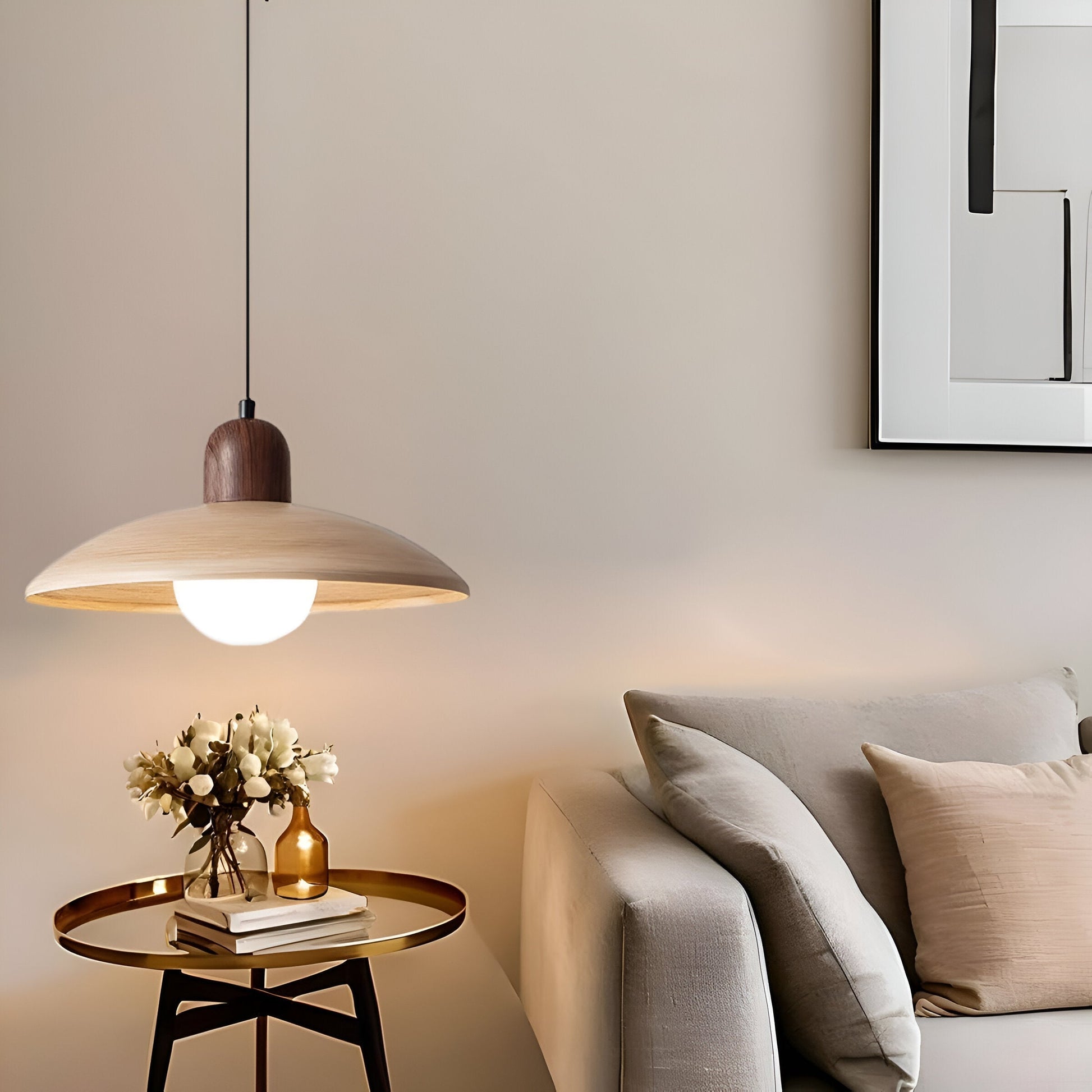 Japanese Style Wabi-Sabi Walnut Pendant Light 8