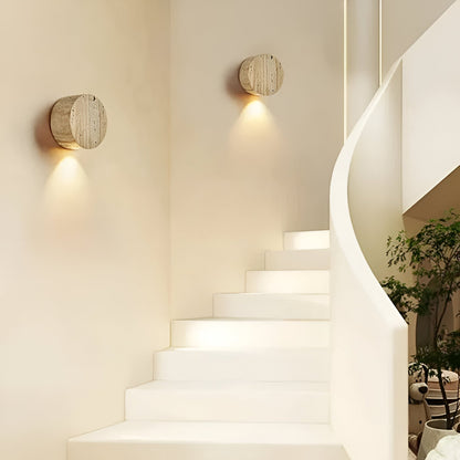 LuxRoyale Japanese Wabi-Sabi Travertine Wall Sconce for Bedroom, Hallway, and Staircase