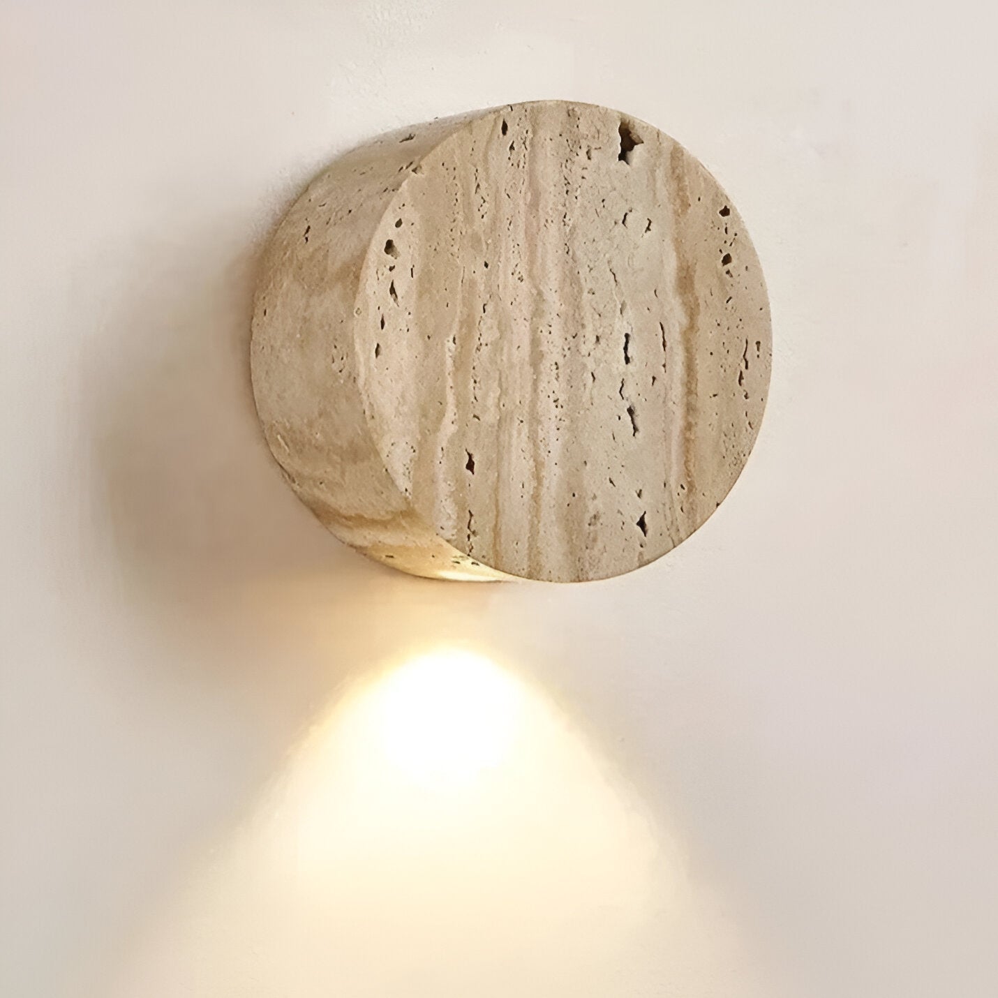 LuxRoyale Japanese Wabi-Sabi Travertine Wall Sconce for Bedroom, Hallway, and Staircase