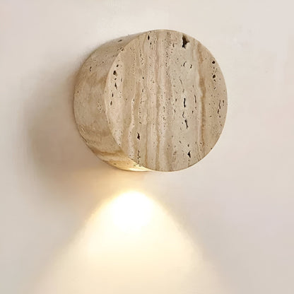 LuxRoyale Japanese Wabi-Sabi Travertine Wall Sconce for Bedroom, Hallway, and Staircase