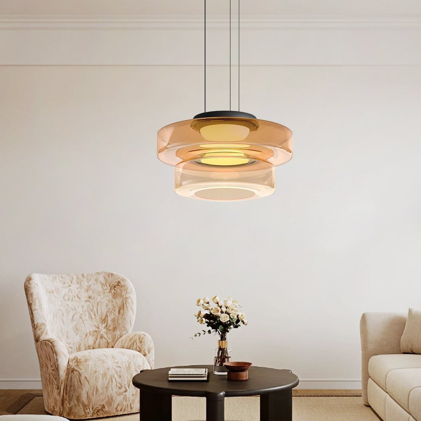 RoyaleGlow Nordic Multi-Layered Glass Disc Pendant Light-Bauhaus Inspired Ceiling Fixture