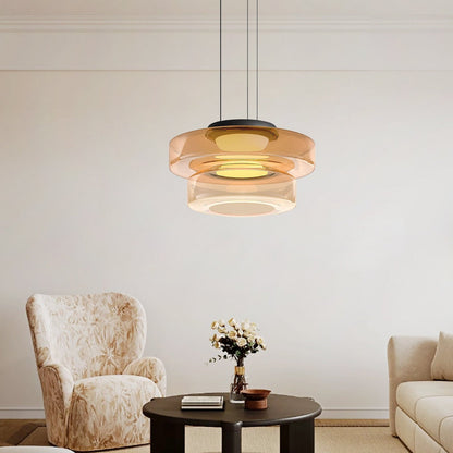 RoyaleGlow Nordic Multi-Layered Glass Disc Pendant Light-Bauhaus Inspired Ceiling Fixture