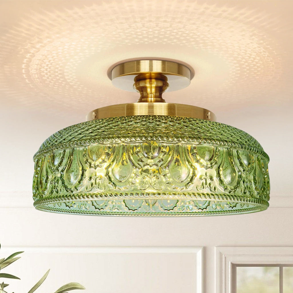 Jules Modern Textured Glass Disc Ceiling Light 0