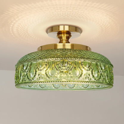 Jules Modern Textured Glass Disc Ceiling Light 1