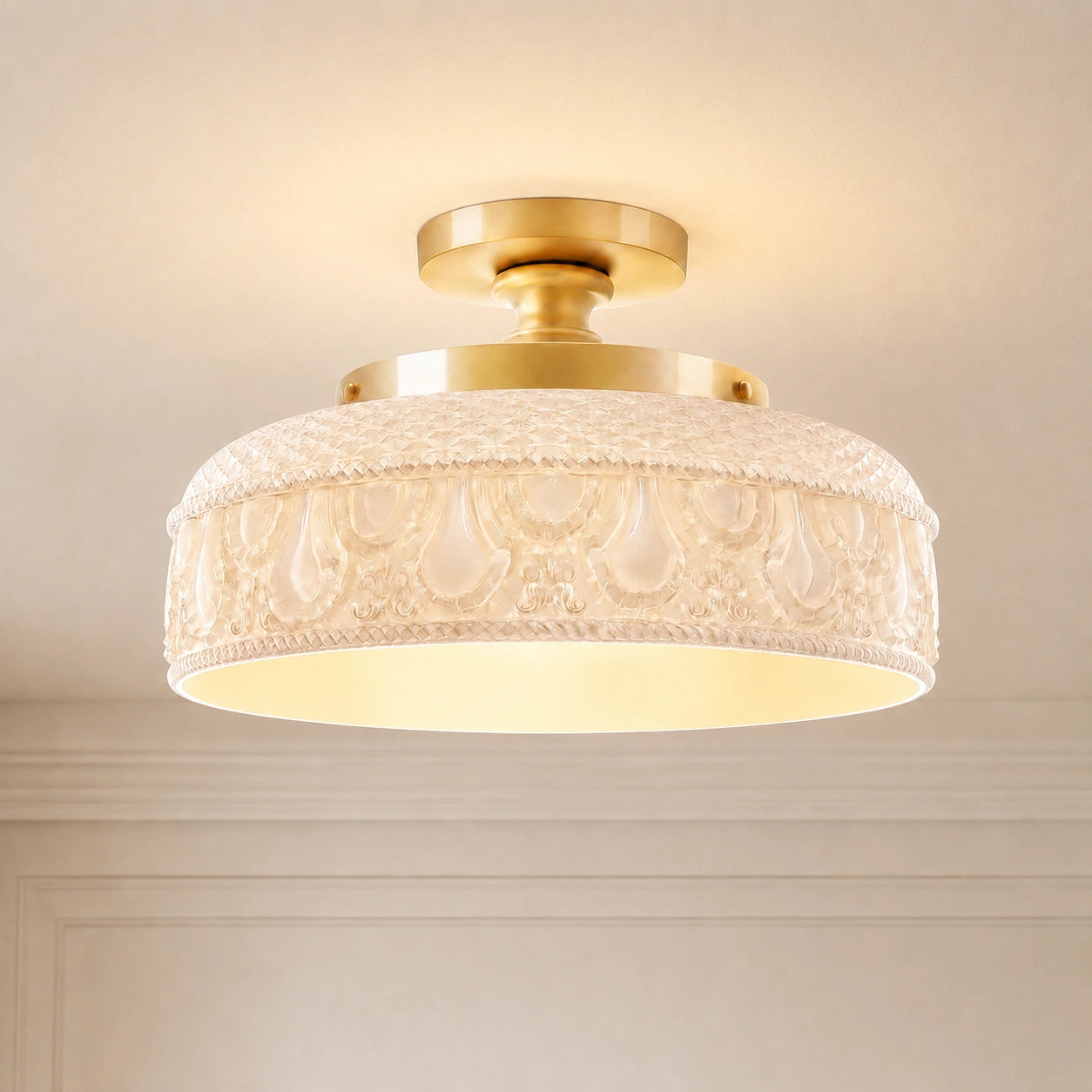 Jules Modern Textured Glass Disc Ceiling Light 10