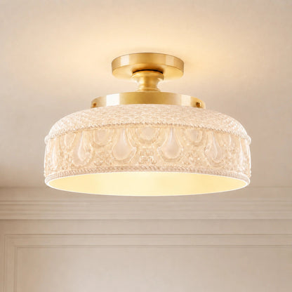 Jules Modern Textured Glass Disc Ceiling Light 10
